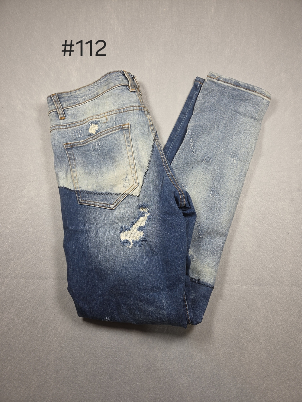 Embellish "Damien" Distressed Patchwork Skinny Jeans - Size 34
